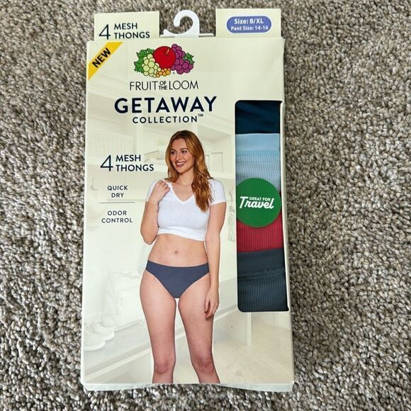 NWT FRUIT OF THE LOOM GETAWAY MESH THONG 4 pack size 8 XL - Picture 1 of 4